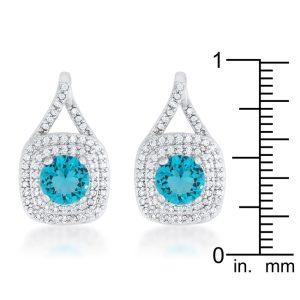 Christal 2.3ct Aqua CZ Rhodium Classic Drop Earrings - Image 3