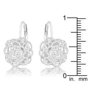 Maya 1.5ct CZ Rhodium Rose Drop Earrings - Image 2