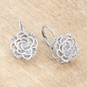 Maya 1.5ct CZ Rhodium Rose Drop Earrings - Image 3