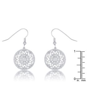 .95 Ct Interlocking Circle Rhodium and CZ Earrings - Image 2