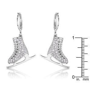 Delicate .85Ct Rhodium Plated Ice Skate Earrings - Image 3