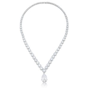 Bejeweled Cubic Zirconia Pear Drop Necklace - Image 3