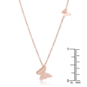 Beatrice Rose Gold Stainless Steel Delicate Butterfly Necklace - Image 3