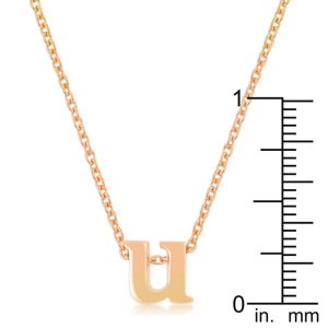 Rosegold Finish Initial U Pendant - Image 3