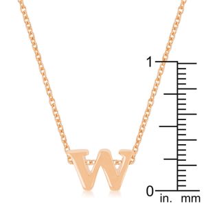 Rose Gold Finish Initial W Pendant - Image 3