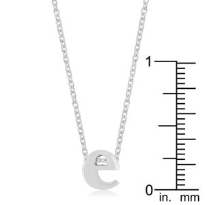 Rhodium Plated Finish Initial E Pendant - Image 3