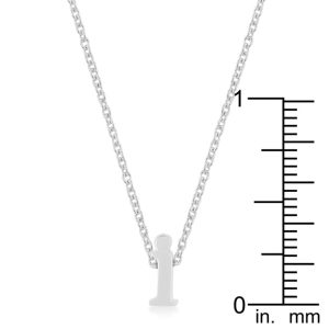 Rhodium Plated Finish Initial I Pendant - Image 3