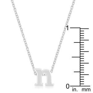 Rhodium Plated Finish Initial N Pendant - Image 3