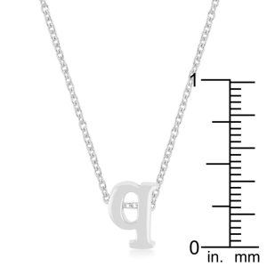 Rhodium Plated Finish Initial Q Pendant - Image 3