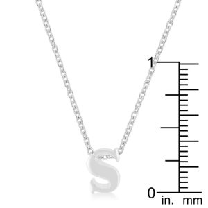 Rhodium Plated Finish Initial S Pendant - Image 3