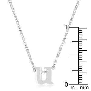Rhodium Plated Finish Initial U Pendant - Image 3