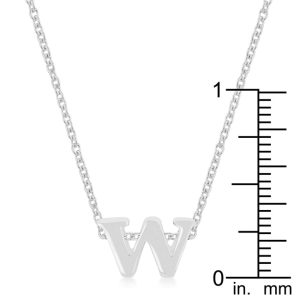 Rhodium Plated Finish Initial W Pendant - Image 3