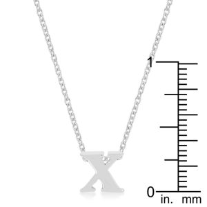 Rhodium Plated Finish Initial X Pendant - Image 3