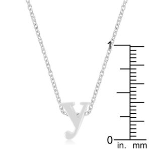 Rhodium Plated Finish Initial Y Pendant - Image 3