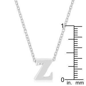 Rhodium Plated Finish Initial Z Pendant - Image 3