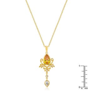 Golden Elegant Teardrop Crest Pendant - Image 2