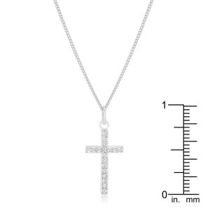 Simple Rhodium Plated Cross Pendant - Image 3