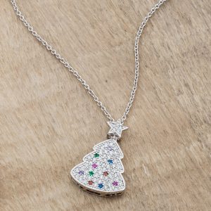 Multicolor Christmas Tree Drop Necklace - Image 4