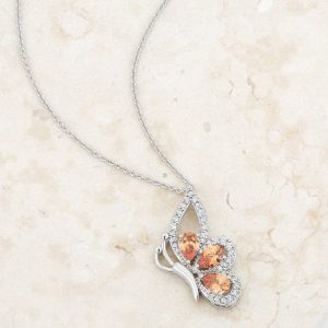 Karen 2.8ct Champagne CZ Rhoidum Butterfly Drop Necklace - Image 4