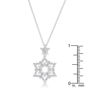 Stella 0.3ct CZ Rhodium Star Drop Necklace - Image 3