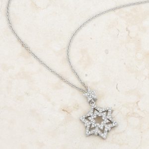 Stella 0.3ct CZ Rhodium Star Drop Necklace - Image 4