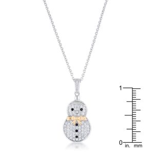 .35 ct CZ Two-Tone Snowman Pave Holiday Pendant - Image 3