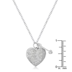 .12 Ct Rhodium Heart and Arrow Pendant with CZ - Image 3