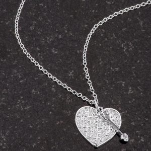 .12 Ct Rhodium Heart and Arrow Pendant with CZ - Image 4