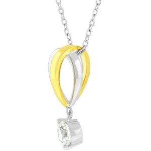 Two-tone Finish Raindrop Cubic Zirconia Pendant - Image 2