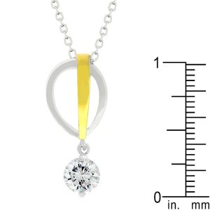Two-tone Finish Raindrop Cubic Zirconia Pendant - Image 3