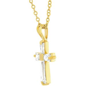 Goldtone Finish Baguette Cross - Image 2
