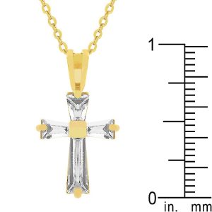 Goldtone Finish Baguette Cross - Image 3