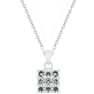 Dual Cubic Zirconia Square Pendant - Image 2