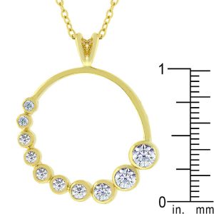 Golden Graduated Cubic Zirconia Circle Pendant - Image 3