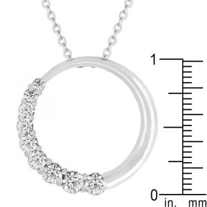 Graduated Cubic Zirconia Circle Pendant - Image 3