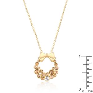 Holiday Wreath Champagne Crystal Pendant - Image 2
