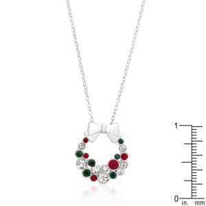 Holiday Wreath Colored Crystal Pendant - Image 2