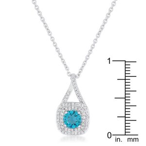 Christal 1.2ct Aqua CZ Rhodium Classic Necklace - Image 3