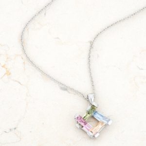Myra Necklace 10ct Multicolor Rhodium Necklace - Image 5