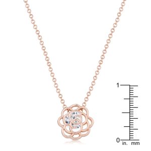 Maya 1.28ct CZ Rose Gold Rose Drop Pendant - Image 3
