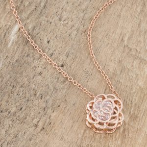 Maya 1.28ct CZ Rose Gold Rose Drop Pendant - Image 4