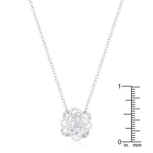 Maya 1.37ct CZ Rhodium Rose Drop Necklace - Image 3