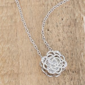 Maya 1.37ct CZ Rhodium Rose Drop Necklace - Image 4