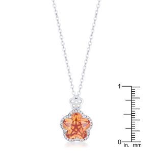 Beautiful Floral Cut Champagne CZ Pendant - Image 3