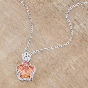 Beautiful Floral Cut Champagne CZ Pendant - Image 4