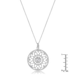 1.4 Ct Rhodium Pendant Necklace with Interlocking Circles and CZ - Image 3