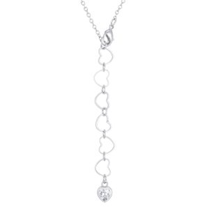Sweet and Romantic Rhodium Melded CZ Hearts Necklace - Image 2