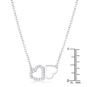 Sweet and Romantic Rhodium Melded CZ Hearts Necklace - Image 3