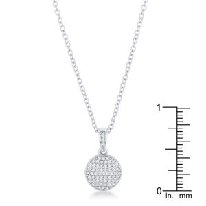 Rhodium Necklace with CZ Disk Pendant - Image 3