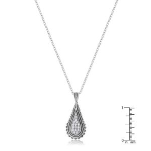 .37 Ct Tear Drop Rhodium Pendant Necklace with CZ - Image 3